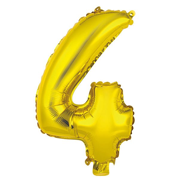 Gold "4" Numeral Foil Balloon (35cm) - The Party Marketplace