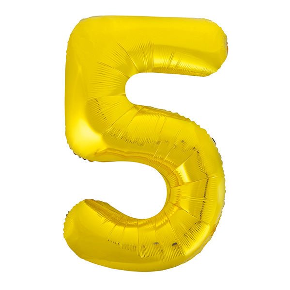 Gold "5" Numeral Foil Balloon (86cm) - The Party Marketplace