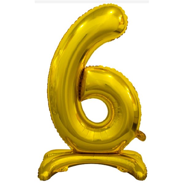 Gold "6" Giant Standing Numeral Foil Balloon (76cm) - The Party Marketplace
