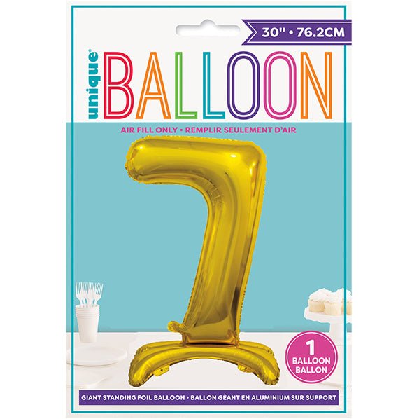 Gold "7" Giant Standing Numeral Foil Balloon (76cm) - The Party Marketplace