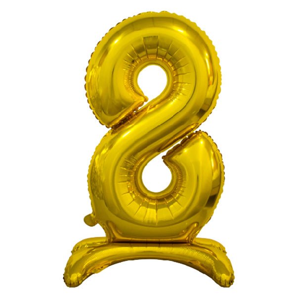 Gold "8" Giant Standing Numeral Foil Balloon (76cm) - The Party Marketplace
