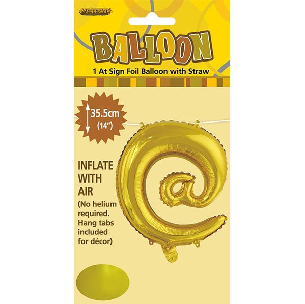 Gold "@" Letter Foil Balloon (35cm) - The Party Marketplace