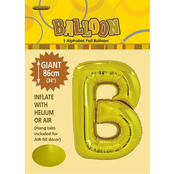 Gold "B" Letter Foil Balloon (86cm) - The Party Marketplace