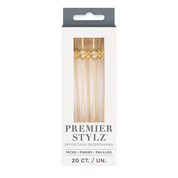 Gold Bamboo Cocktail Picks (Pack of 20) - The Party Marketplace