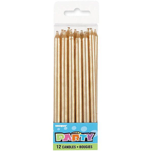 Gold Candles 12.7cm (Pack of 12) - The Party Marketplace