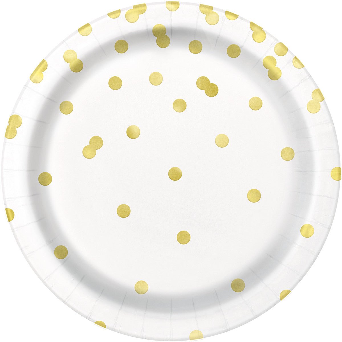 Gold Confetti Dots Paper Plates 23cm (Pack of 8) - The Party Marketplace