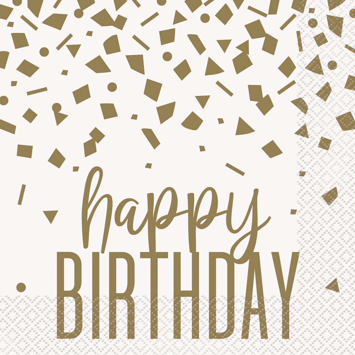 Gold Confetti "Happy Birthday" Luncheon Napkins (Pack of 16) - The Party Marketplace