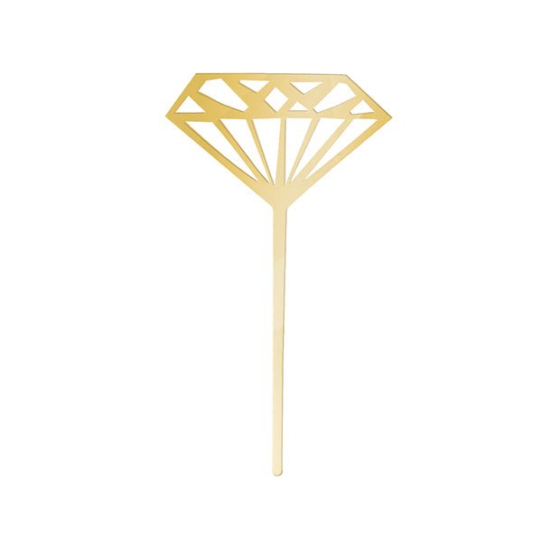 Gold Diamond Plastic Cupcake Toppers (5 piece) - The Party Marketplace