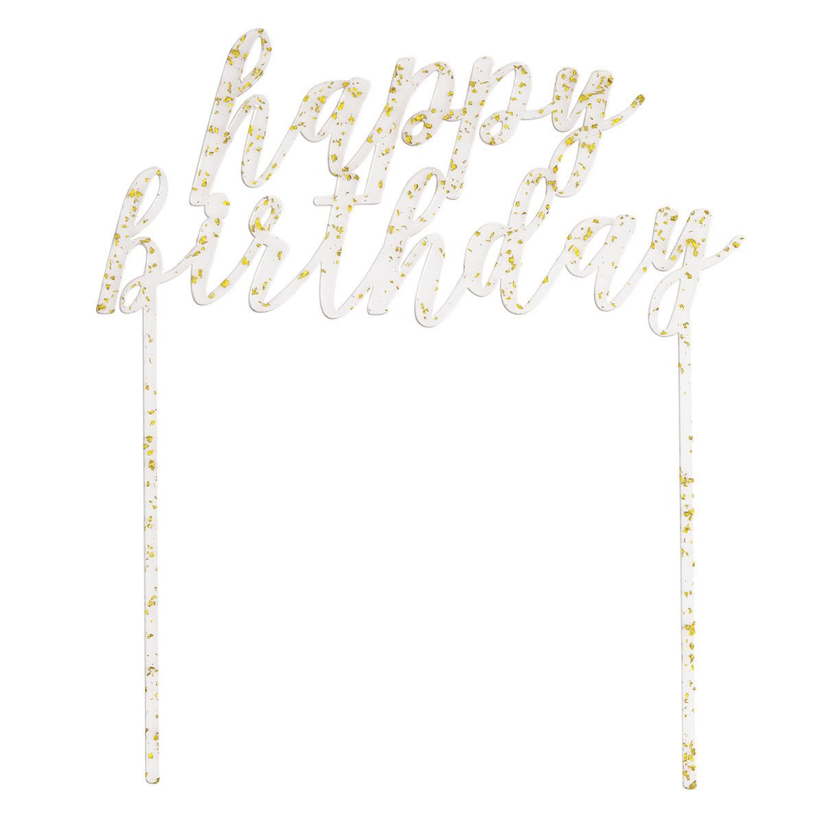 Gold Fleck Acrylic "Happy Birthday" Cake Topper - The Party Marketplace