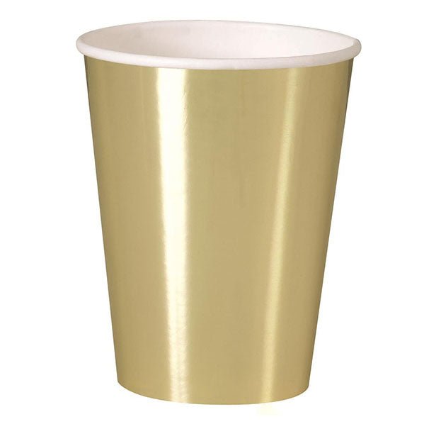 Gold Foil Paper Cups 270ml (Pack of 8) - The Party Marketplace