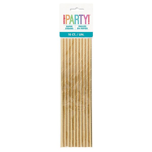 Gold Foil Paper Straws (Pack of 10) - The Party Marketplace