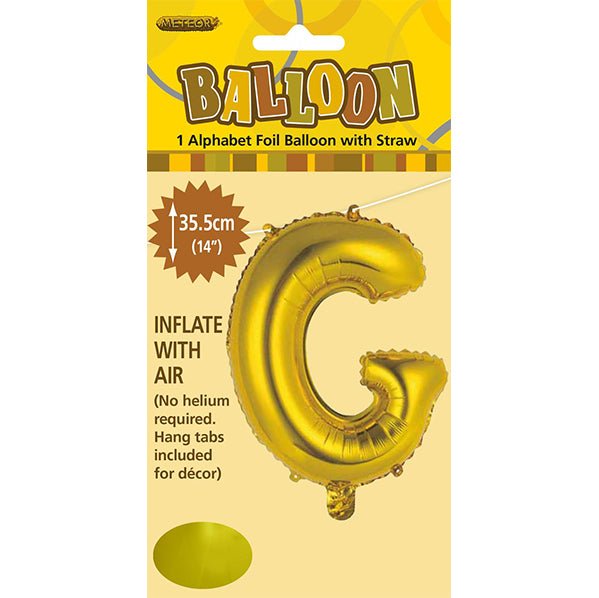 Gold "G" Letter Foil Balloon (35cm) - The Party Marketplace