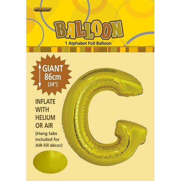 Gold "G" Letter Foil Balloon (86cm) - The Party Marketplace