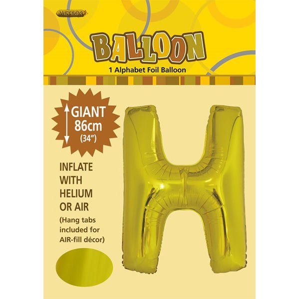 Gold "H" Letter Foil Balloon (86cm) - The Party Marketplace