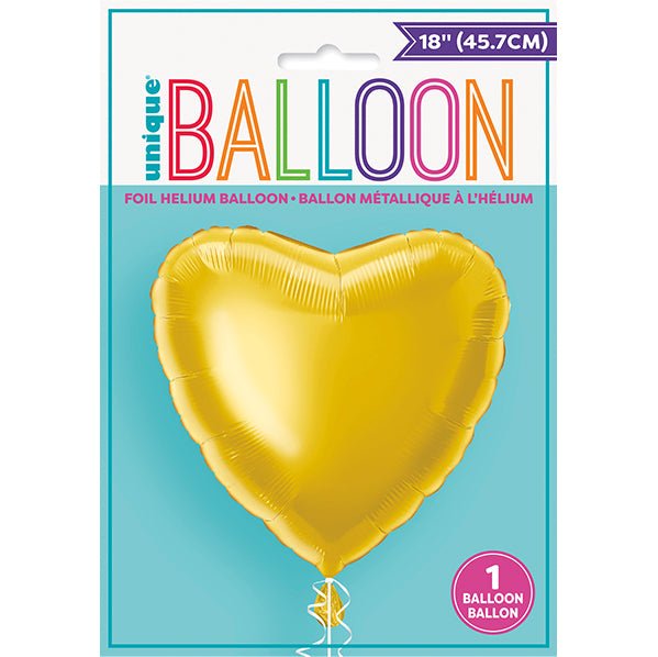 Gold Heart Foil Balloon 45cm - The Party Marketplace