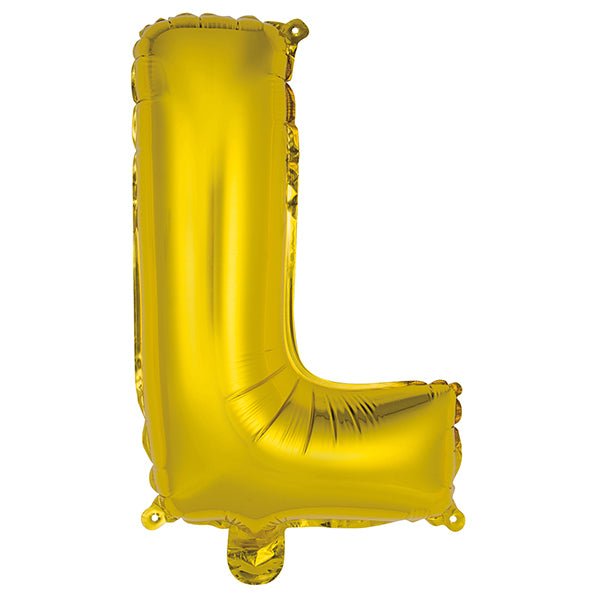 Gold "L" Letter Foil Balloon (35cm) - The Party Marketplace