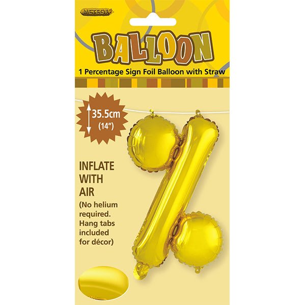 Gold "%" Letter Foil Balloon (35cm) - The Party Marketplace