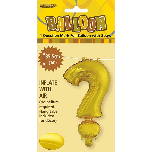 Gold "?" Letter Foil Balloon (35cm) - The Party Marketplace