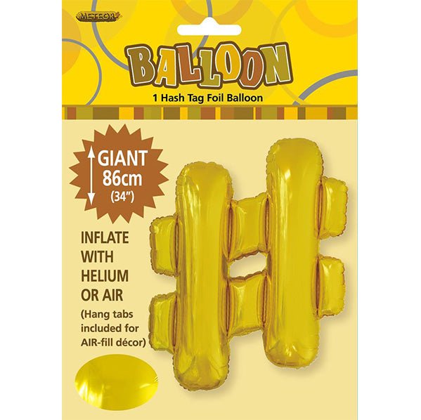 Gold "#" Letter Foil Balloon (86cm) - The Party Marketplace