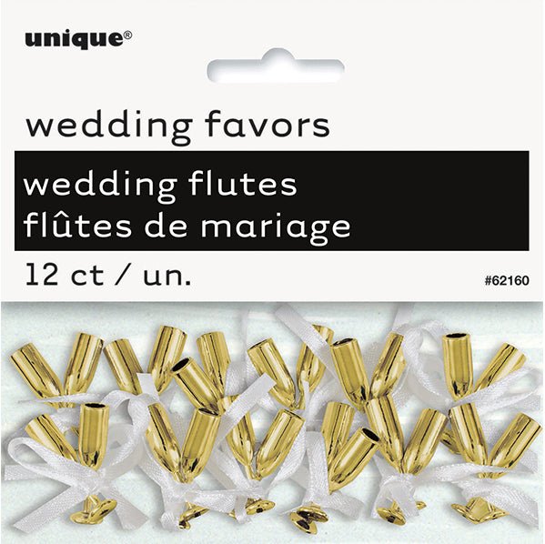 Gold Mini Fluted Champagne Glasses (Pack of 12) - The Party Marketplace