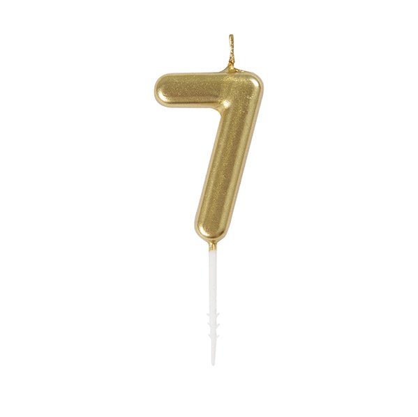 Gold Mini Numeral Pick Candle - 7 - The Party Marketplace