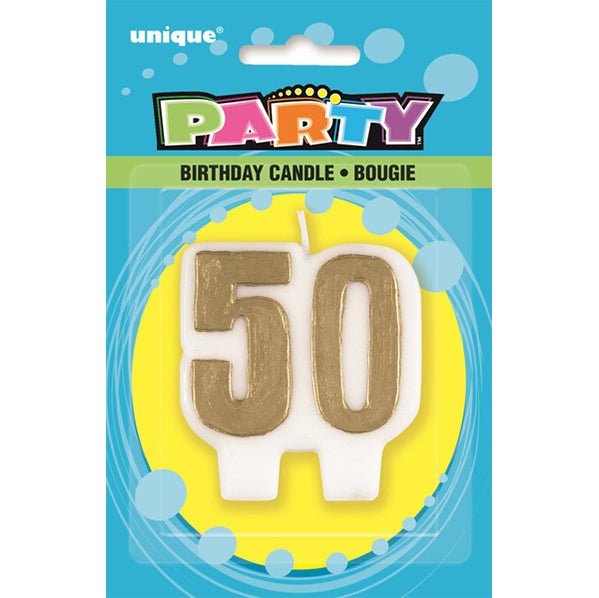 Gold Numeral Candle - 50 - The Party Marketplace