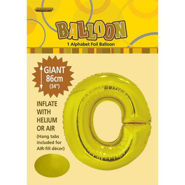 Gold "O" Letter Foil Balloon (86cm) - The Party Marketplace