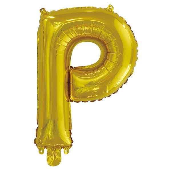 Gold "P" Letter Foil Balloon (35cm) - The Party Marketplace