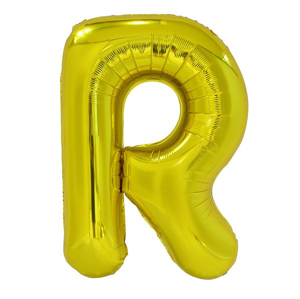 Gold "R" Letter Foil Balloon (86cm) - The Party Marketplace
