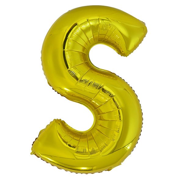 Gold "S" Letter Foil Balloon (86cm) - The Party Marketplace