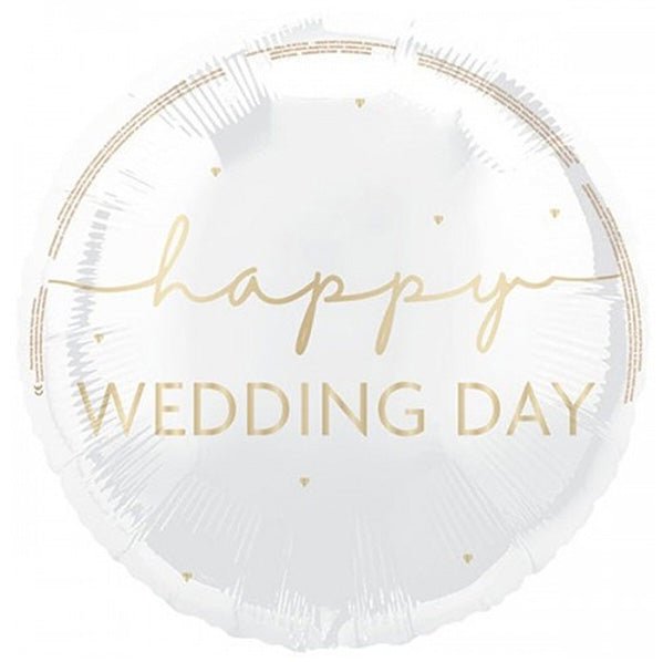 Gold Script "Happy Wedding Day" Foil Balloon 45cm - The Party Marketplace