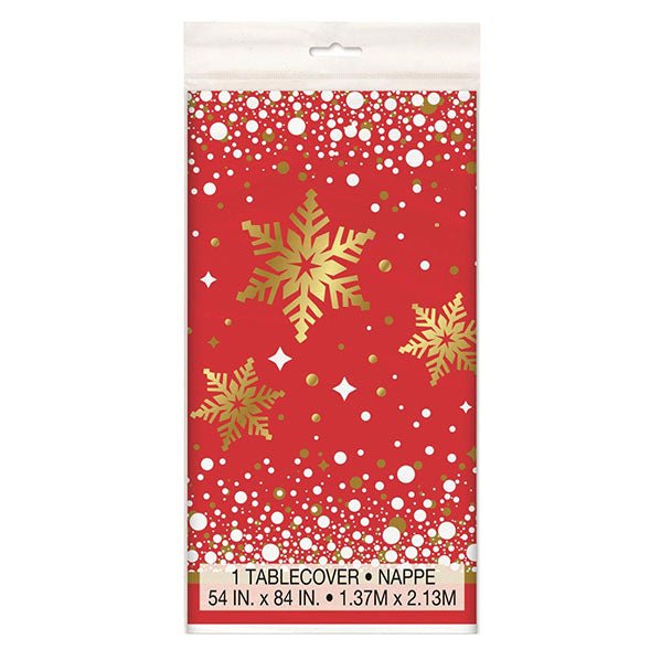Gold Sparkle Christmas Printed Tablecover 137cm x 213cm - The Party Marketplace