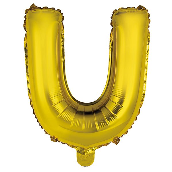 Gold "U" Letter Foil Balloon (35cm) - The Party Marketplace