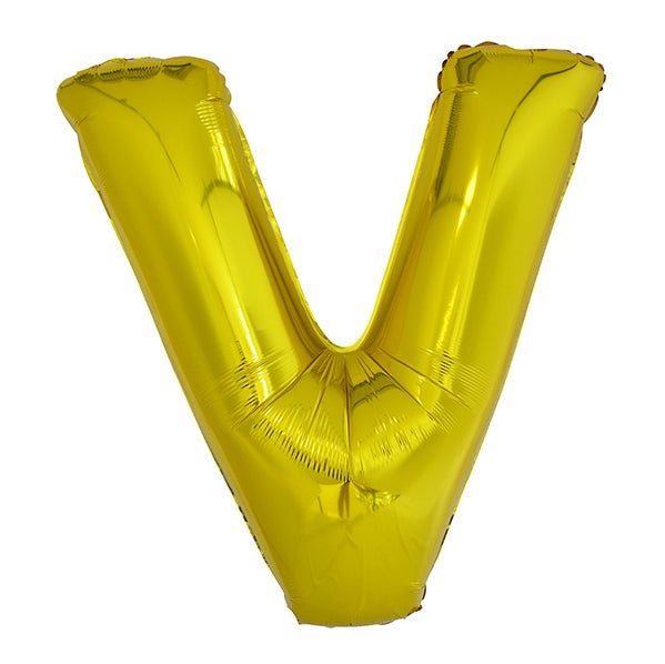 Gold "V" Letter Foil Balloon (86cm) - The Party Marketplace