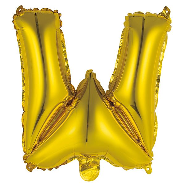Gold "W" Letter Foil Balloon (35cm) - The Party Marketplace