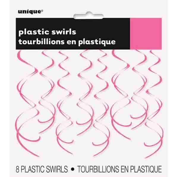 Hanging Swirl Decorations - Hot Pink (Pack of 8) - The Party Marketplace