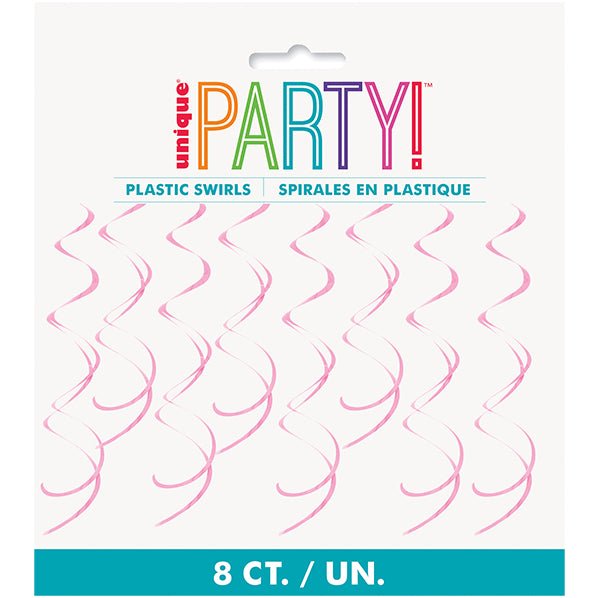 Hanging Swirl Decorations - Lovely Pink (Pack of 8) - The Party Marketplace
