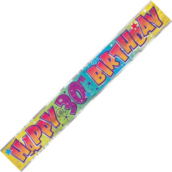 "Happy 30th Birthday" Foil Banner - 3.65m - The Party Marketplace