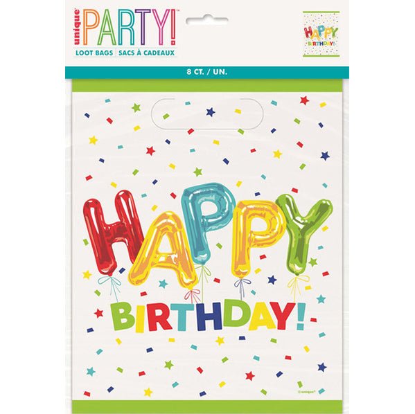 Happy Balloon Birthday Loot Bags (Pack of 8) - The Party Marketplace