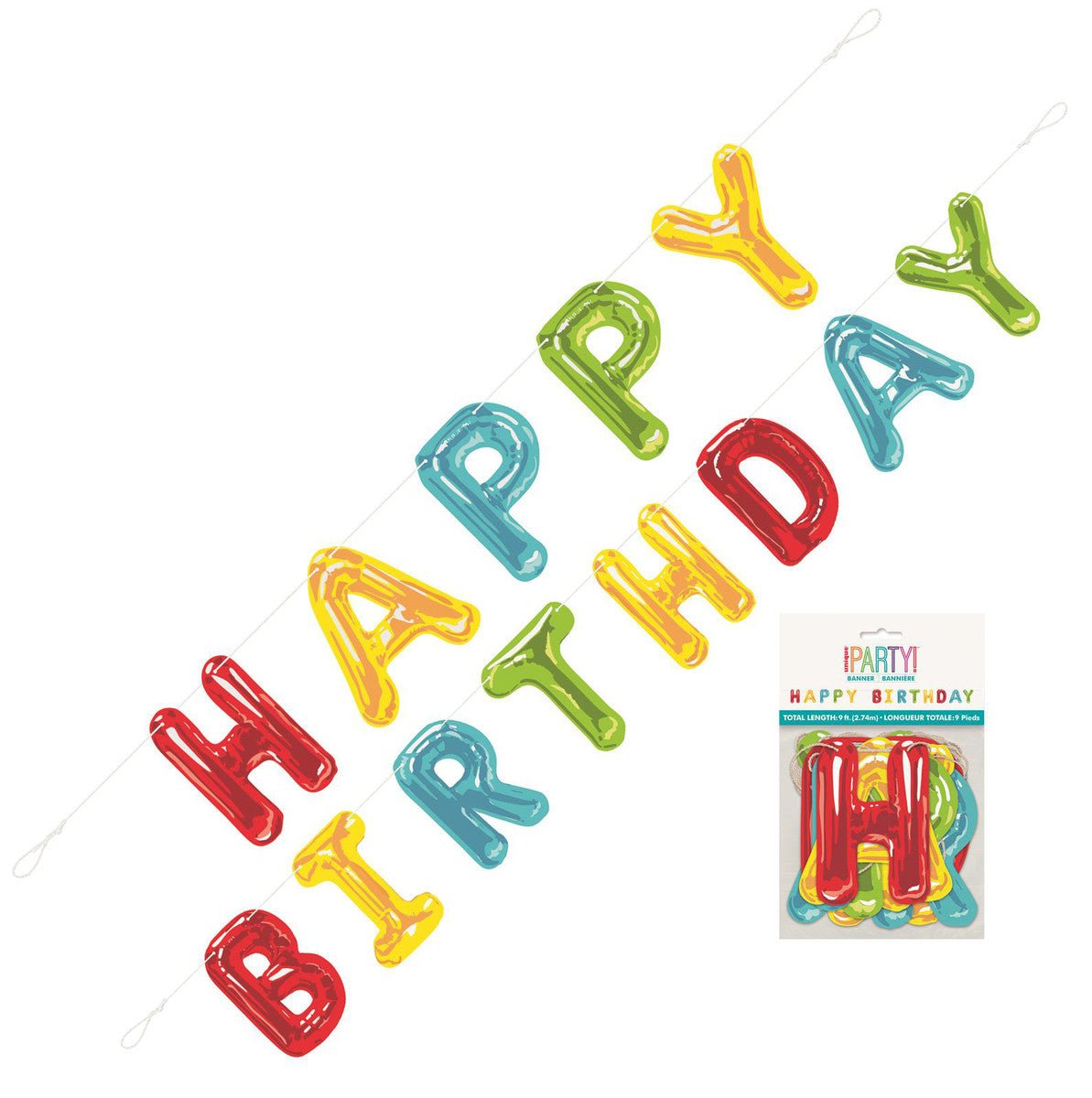 Happy Balloon "Happy Birthday" 2 Piece Letter Banner - 2.7m - The Party Marketplace