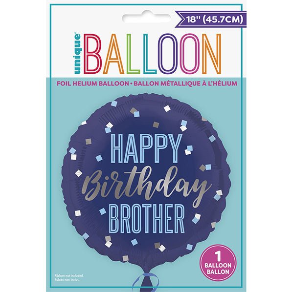 "Happy Birthday Brother" Foil Balloon 45cm - The Party Marketplace