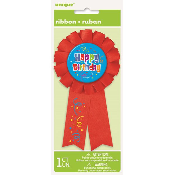Happy Birthday Confetti Award Ribbon - The Party Marketplace