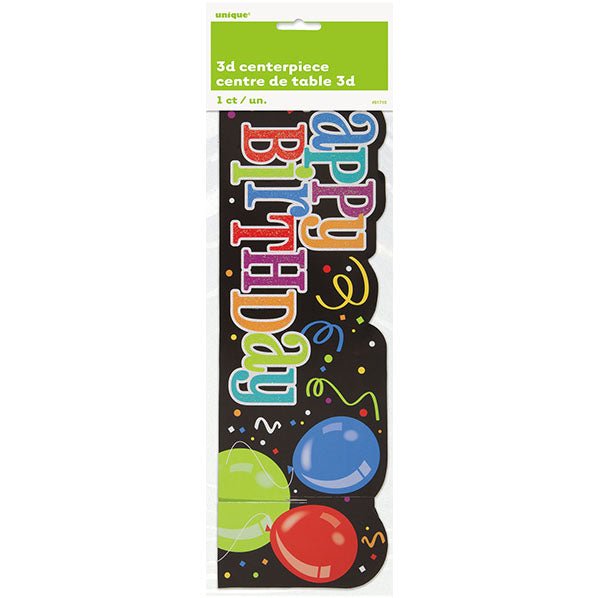 "Happy Birthday" Confetti Deluxe 3D Centrepiece 35.5cm - The Party Marketplace
