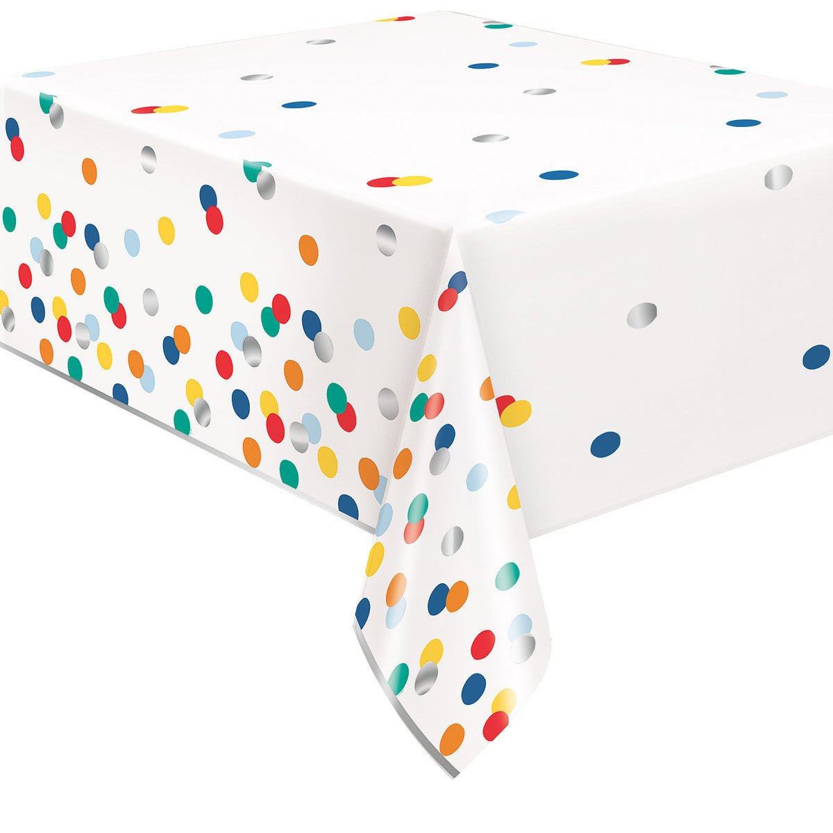 Happy Birthday Dots Printed Foil Tablecover 137cm x 213cm - The Party Marketplace