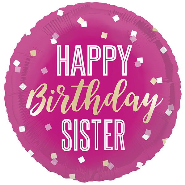 "Happy Birthday Sister" Foil Balloon 45cm - The Party Marketplace