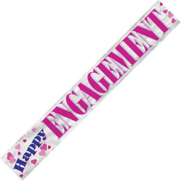 "Happy Engagement" Foil Banner - 3.65m - The Party Marketplace
