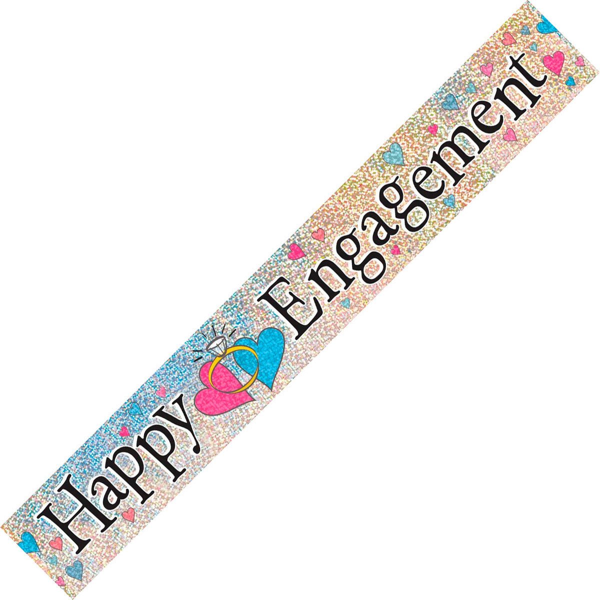 Happy Engagement Prismatic Foil Banner (12ft) - The Party Marketplace