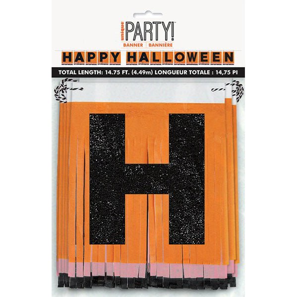 Happy Halloween Tissue Fringe Banner (4.49m) - The Party Marketplace