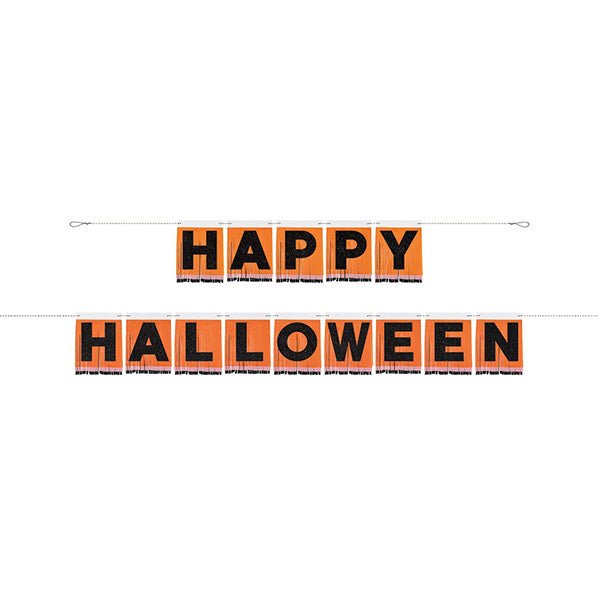 Happy Halloween Tissue Fringe Banner (4.49m) - The Party Marketplace