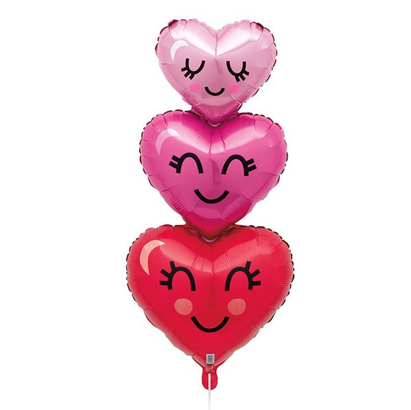 Happy Hearts Foil Balloon With Ribbon 80cm - The Party Marketplace